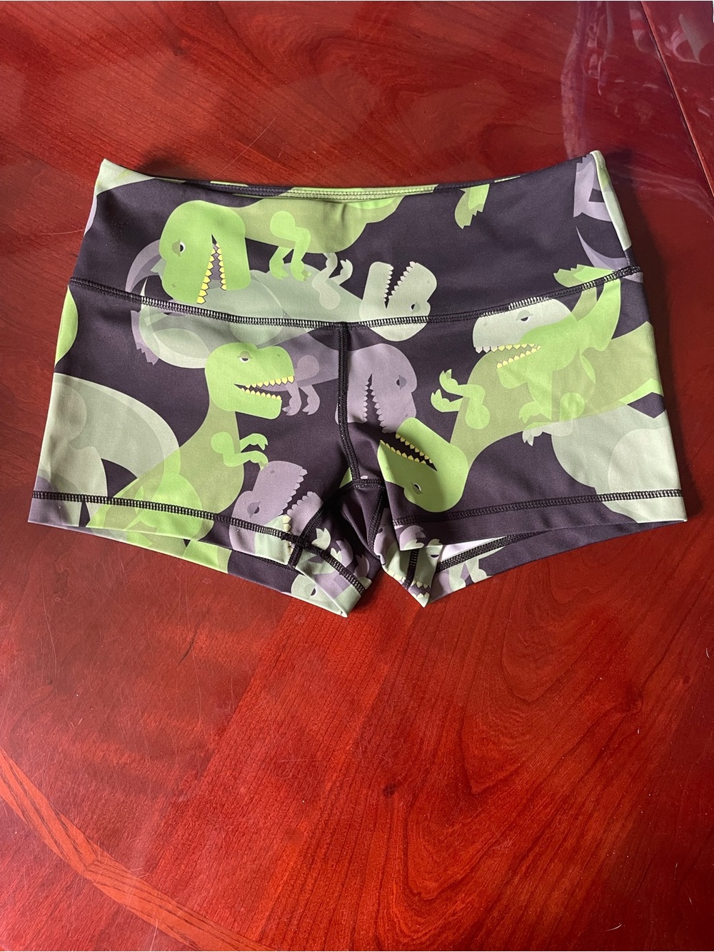 Feed Me Fight Me Black and Green Dinosaur Print Shorts